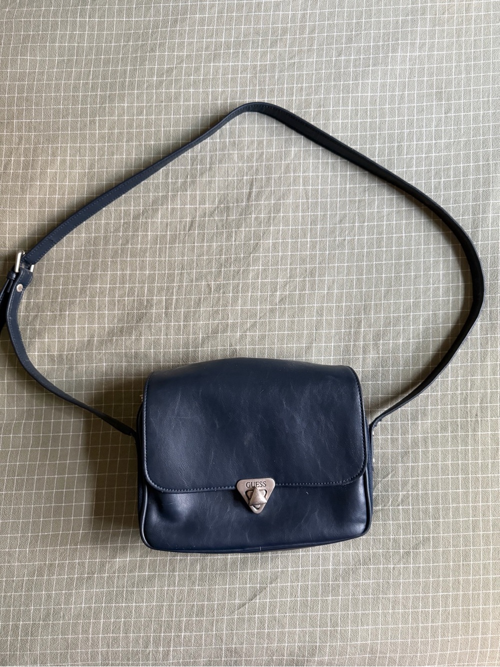 GUESS Vintage Authentic Navy Leather Crossbody Bag